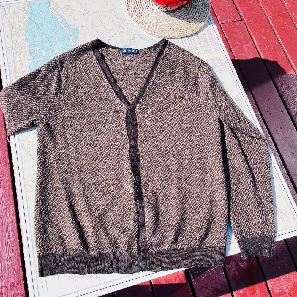 Vintage Distinction V Neck Knit Cardigan